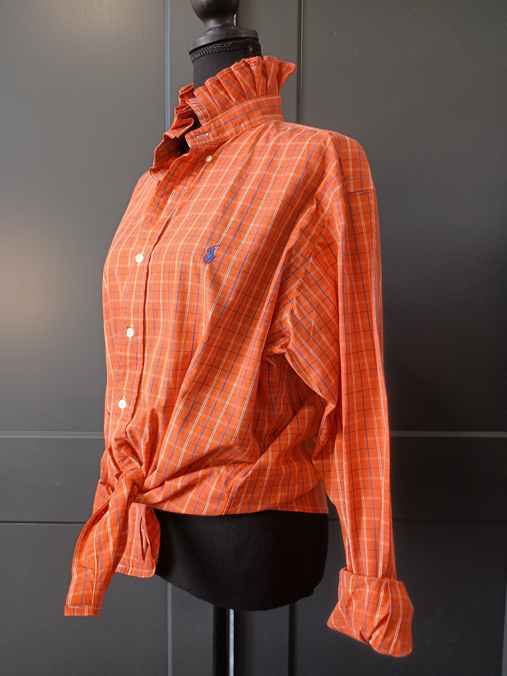 Upcycled Women's Ralph Lauren Ruffled Collar Shirt #130